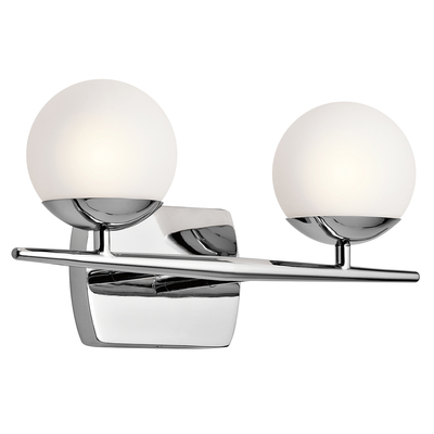 Kichler 45581CH Jasper 16.5 inches 2 Light Halogen Vanity Light with Satin Etched Cased Opal Glass Chrome  in Chrome 